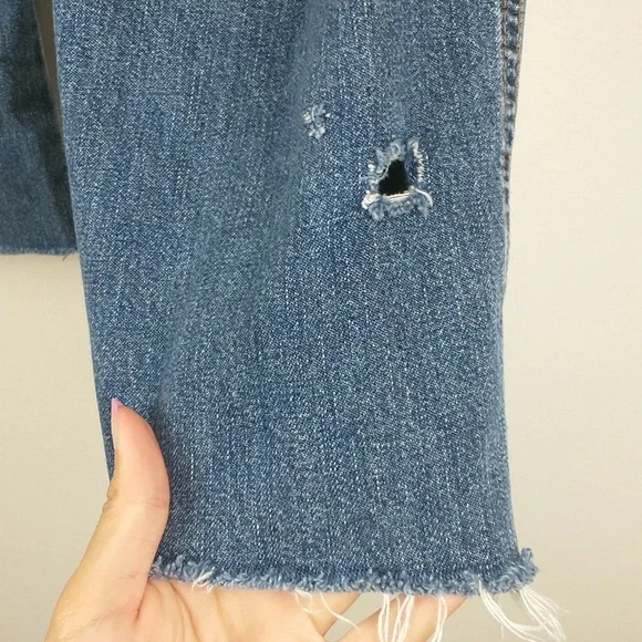 Y2K Vintage Abercrombie & Fitch Womens Cut Off Raw Waist Crop Button Fly Jeans 4 - Picture 13 of 13